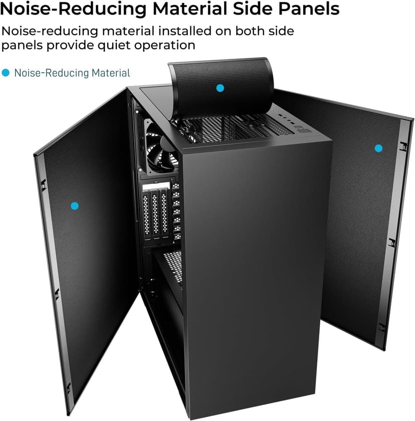 DARKROCK ES1 Silence Edition Black E-ATX PC Case - Noise-Reducing Material Side Panels,3 x Pre-Installed Non-RGB Fans with Fan Ducts,Magnetic Dust Filters,Type-C Ready.
