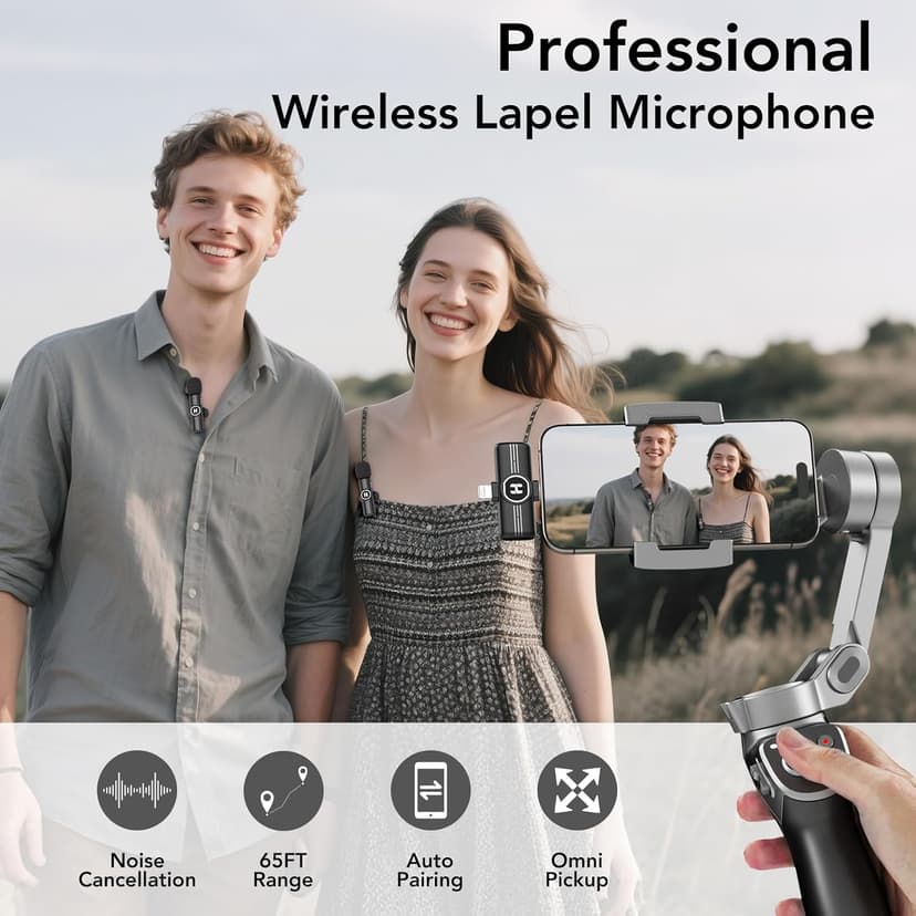 2 Pack Type C Mini Wireless Lavalier Microphone for iPhone, iOS and Android Devices - Noise Reduction Lapel Mic for Recording, Clip on Omni Lav Mic for Video Recording, Tiktok, YouTube, Vlog