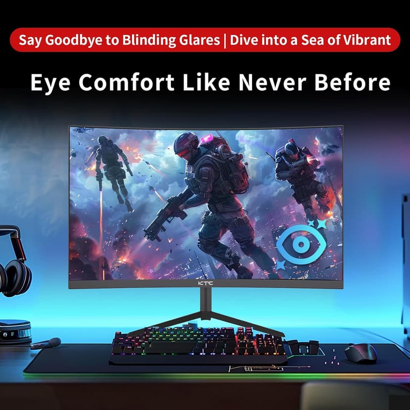 24 inch 1500R Curved Gaming Monitor 165Hz 1ms FHD 1080p VA Tilt Adaptive Sync HDR 110% sRGB DP/HDMI,VESA for Gaming Home Office Business PS5 PC Monitors