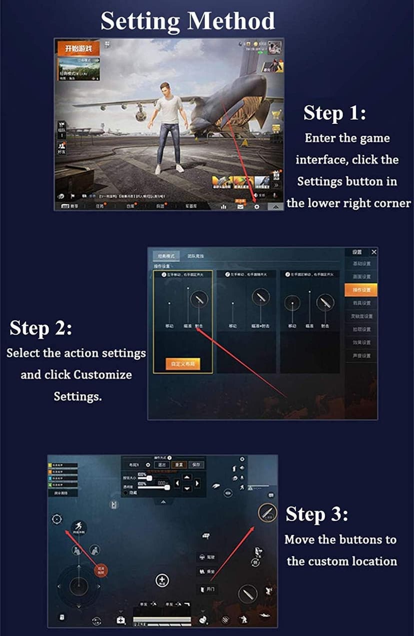 PUBG Controller for iPad, 4 Triggers [6 Finger Operation] Sensitive Shoot Aim Trigger Gamepad Grip, Support 9.7-12.9 inch iPad & Tablet (Thickness < 10mm)