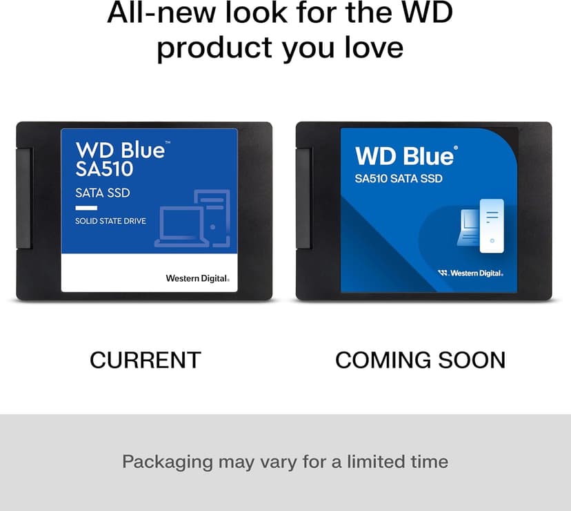 Western Digital 500GB WD Blue SA510 SATA Internal Solid State Drive SSD - SATA III 6 Gb/s, 2.5"/7mm, Up to 560 MB/s - WDS500G3B0A