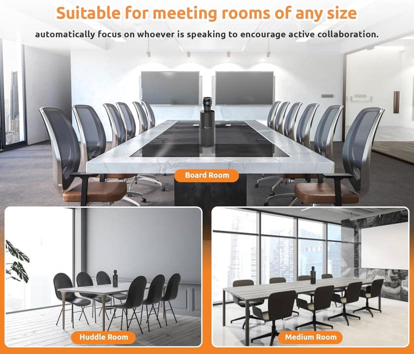 TOUCAN 360-Degree Video Conference Camera, 1080p HD Webcam with 4 Noise Reduction Mics, Speaker, AI Tracking, Works with Zoom, Google Voice, Microsoft Teams and More, for PC/Mac/Laptop/MacBook/Tablet
