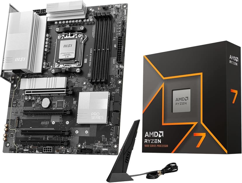 Micro Center AMD Ryzen 7 9700X CPU Processor with MSI PRO B850-P WiFi Motherboard (ATX, AM5, DDR5, PCIe 5.0, M.2 Gen5, Wi-Fi 7, 5G LAN)