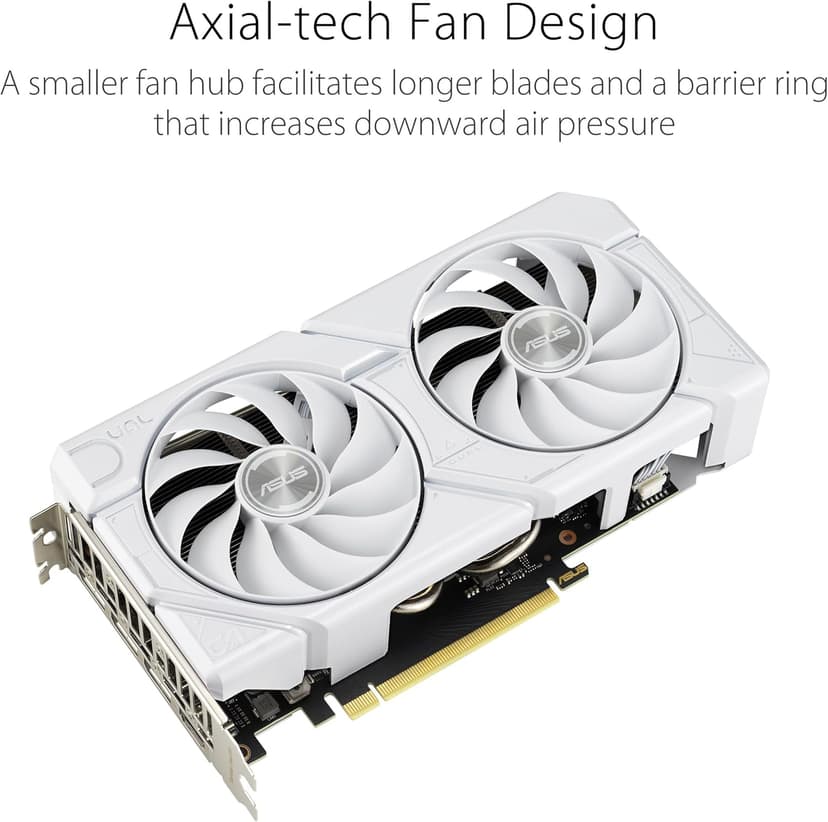 ASUS Dual GeForce RTX™ 4060 EVO White OC Edition 8GB GDDR6 (PCIe 4.0, 8GB GDDR6, DLSS 3, HDMI 2.1a, DisplayPort 1.4a, Axial-tech Fan Design, 0dB Technology, Dual BIOS, Auto-Extreme Tech)