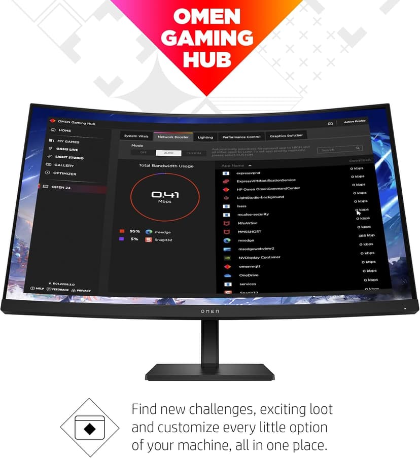 HP OMEN 32c QHD 165Hz Curved Gaming Monitor, QHD Display (2560 x 1440), VA Panel, 99% sRGB, 90% DCI-P3, 16:9, AMD FreeSync Premium Technology, 32c (2023)