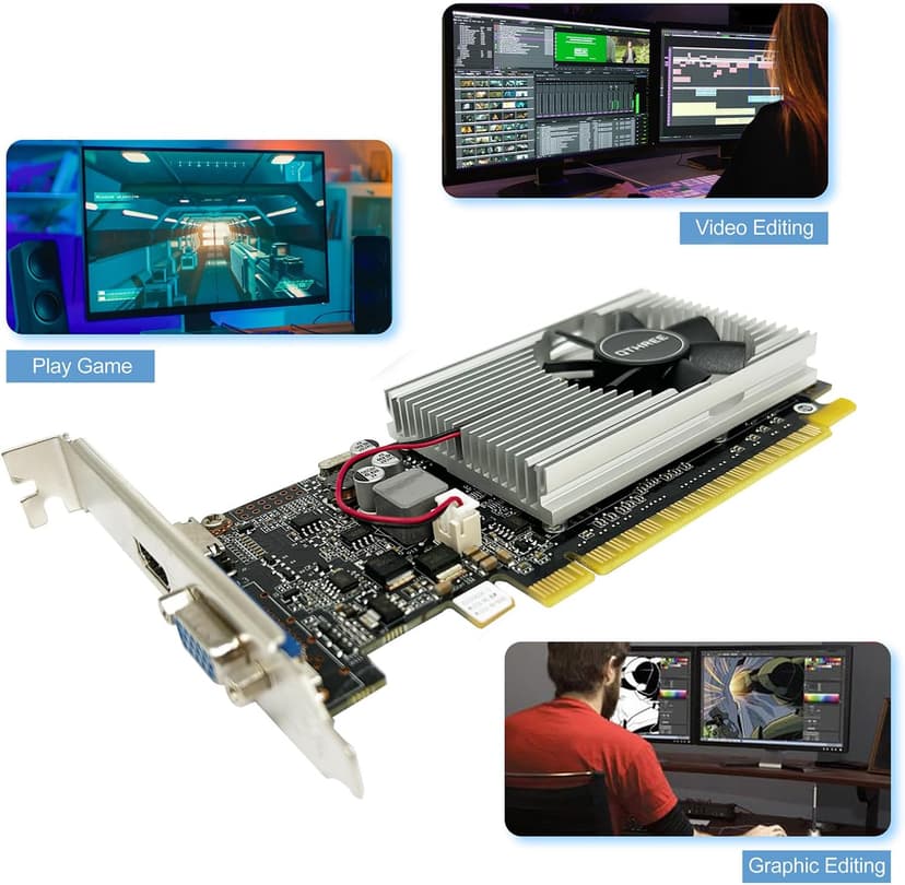 QTHREE GeForce GT 210 Low Profile Graphics Card, 1024 MB DDR3 64 Bit,Video Card for PC GPU,PCI Express x16,HDMI,VGA