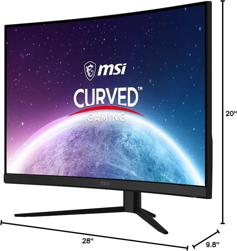 MSI G32C4X, 32" Gaming Monitor, 1920 x 1080 (FHD) Curved Gaming Monitor, 1 ms, 250Hz, FreeSync, 1500R, HDMI, DisplayPort, Tilt Adjustable, Black