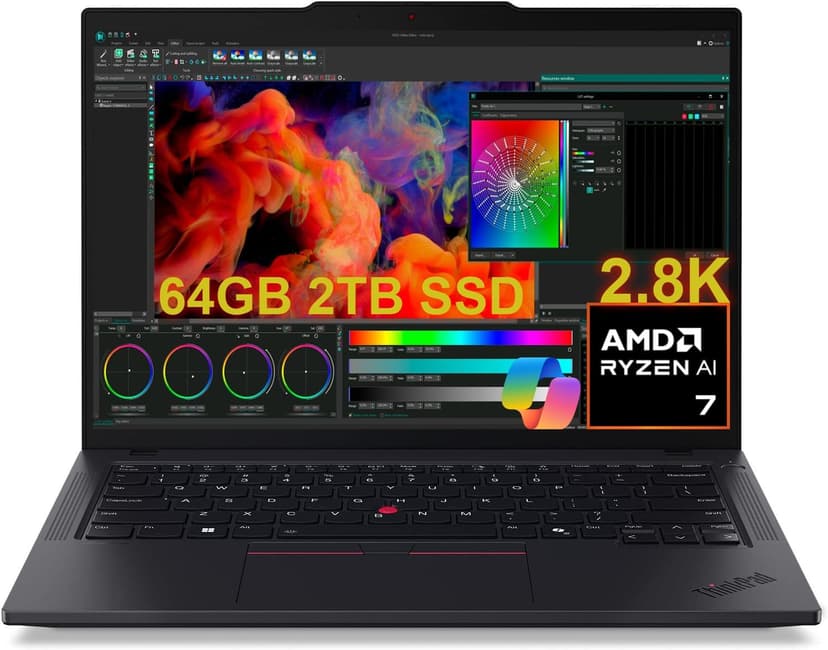 Lenovo ThinkPad P14s Gen 5 Mobile Workstation (14" 2.8K OLED 120Hz, AMD Ryzen 7 PRO 8840HS (> Intel i7-1355U), 64GB DDR5 RAM, 2TB SSD) Laptop for Designer, Engineering, 5MP RGB+IR Webcam, Win 11 Pro