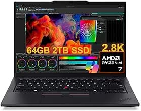 Lenovo ThinkPad P14s Gen 5 Mobile Workstation (14" 2.8K OLED 120Hz, AMD Ryzen 7 PRO 8840HS (> Intel i7-1355U), 64GB DDR5 RAM, 2TB SSD) Laptop for Designer, Engineering, 5MP RGB+IR Webcam, Win 11 Pro