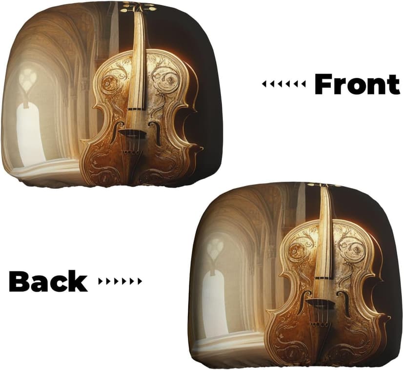 Unreal Engine Cello 2 Pcs Personalized Car Headrest Cover with Headrest Covers for Car Soft Breathable Car Headrest Fit for Most Cars Sedan Van Vehicles ﻿