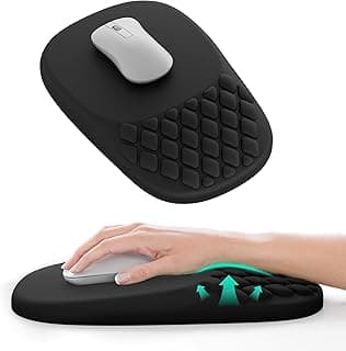 ‌VAGAU Ergonomic Mouse Pad with Wrist Rest, Wrist Rest Pain Relief Mousepad Memory Foam Massage & Non-Slip PU Base for Carpal Tunnel Pain Relief - Gaming, Office, Home Use (Black)