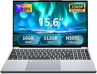 Gaming laptop,15.6 inch Laptop Computer, Laptops Celeron N5095 Processor, 16GB 512GB SSD FHD 1920 * 1080 Display 180 Angle Opening Fingerprint Unlock Backlit Keyboard Mini-HDMI Traditional Computers