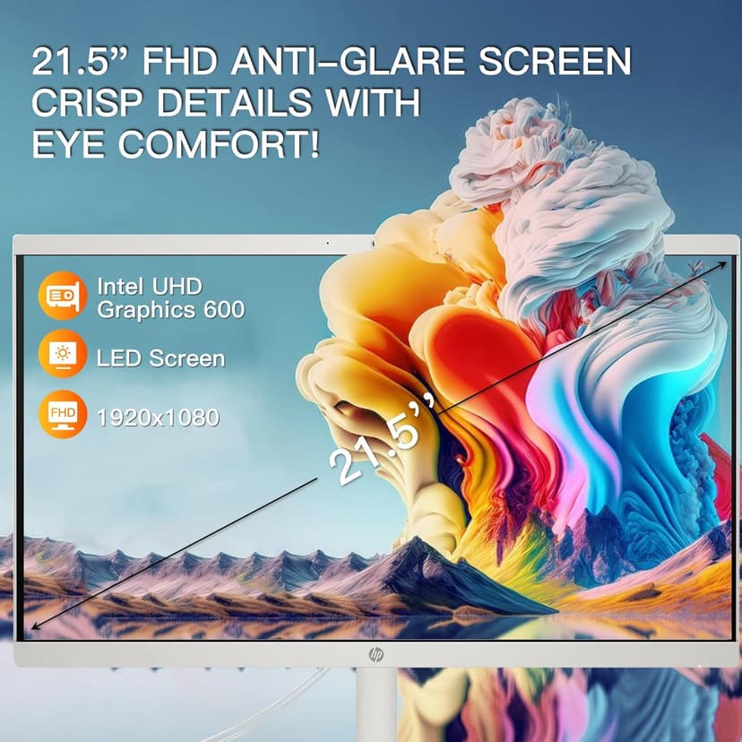 HP All-in-One Desktop Computer - Office Lifetime & Win 11 Pro • 21.5" FHD Anti-Glare Display • Intel Celeron J4025 CPU • for Everyday Use • 16GB RAM 1TB SSD • w/Accessories