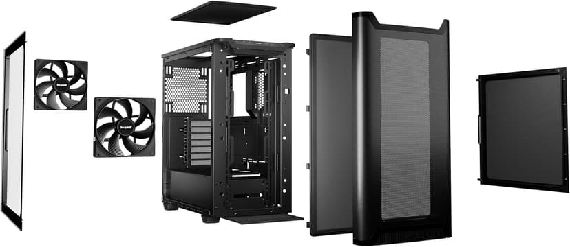 be quiet! Pure Base 501 Black PC case | 2 Preinstalled Quiet Fans | Mid Case | USB 3.2 Gen | Airflow | BGW74