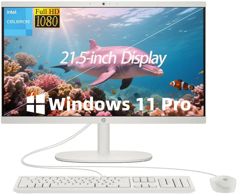 HP 2025 All-in-One Computer | 32GB RAM & 1TB SSD | 21.5" FHD VA Display | Intel Celeron J4025 | Windows 11 Pro | UHD Graphics 600 | Wi-Fi 6 | Student & Business | White