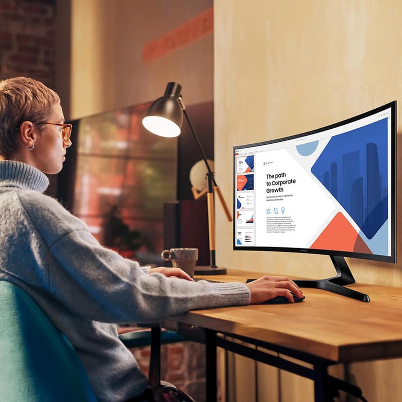 Samsung S36GD 27" Curved Monitor – LCD FHD, 16:9, 1920x1080, HDMI, VGA, VESA, Eye Saver & Flicker-Free Tech – Boomph's Comprehensive Ultimate Performance Cloth Solution for Your Workspace