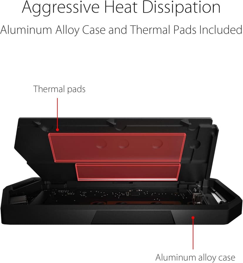 ASUS ROG STRIX Arion Aluminum Alloy M.2 NVMe SSD External Portable Enclosure Case Adapter, USB 3.2 Gen 2 Type-C (10 Gbps), USB-C to C and USB-C to A Cables, Fits PCIe 2280/2260/2242/2230 M Key/B+M Key