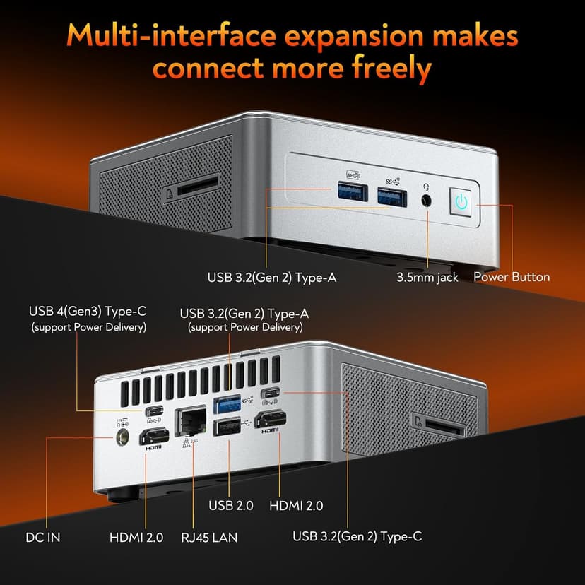 GEEKOM AE8 AI Mini PC, AMD Ryzen 9 8945HS Mini Computers(Up to 5.2GHz),32GB DDR5 RAM 1TB M.2 NVMe Gen4*4 SSD Windows 11 Pro Mini Desktop PC AMD Ryzen AI/Radeon 780M/Quad Display/8K/USB4/WIFI6E/BT5.2