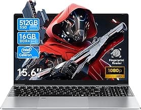 Gaming Laptop,15.6 Inch Laptop Computer,16GB RAM 512GB SSD,N5095 4C/4T Processor(up to 2.9Ghz),UHD Graphics,15.6” FHD 1920 * 1080 Display,WiFi 5,BT5.0,Backlit Keyboard,Fingerprint Unlock