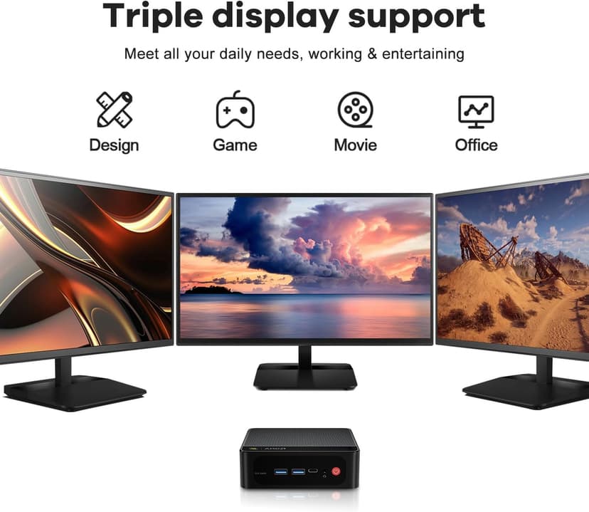 Beelink Mini PC AMD Ryzen 5 5500U (up to 4.0GHz, 6C/12T), Mini Computers 16G DDR4 RAM 500GB M.2 2280 NVME SSD, 4K Triple Display/WiFi6/BT5.2/2.5G LAN