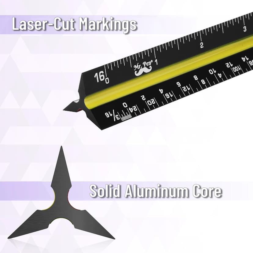 Mr. Pen- Architectural Scale Ruler, 12 Inch, 2 Pcs, Black & White, for Blueprints, Contractor, Architect, Drafting