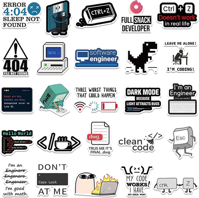 50PCS Programming Stickers Gifts for Developers Programmers Hackers Engineers, Icicrim Program Stickers for Laptop Computer Water Bottles Luggage Vinyl Waterproof Decals