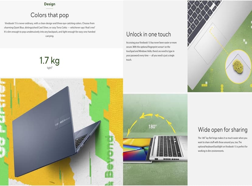 ASUS Vivobook 14" FHD Slim Laptop, Latest 10Cores i5-1334U, Intel UHD Graphics, USB C, Webcam, 2025 Model, Win11 (R7 7730U)