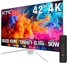 42 Inch 4K OLED Gaming Monitor, 0.1ms GTG 138Hz, 134% sRGB, 4-Side Frameless, Type-C 90W, Speakers,Remote, Freesync G-Sync, DP/HDMI/USB, VESA, Ultrawide OLED Monitor for Gaming(Without Base)