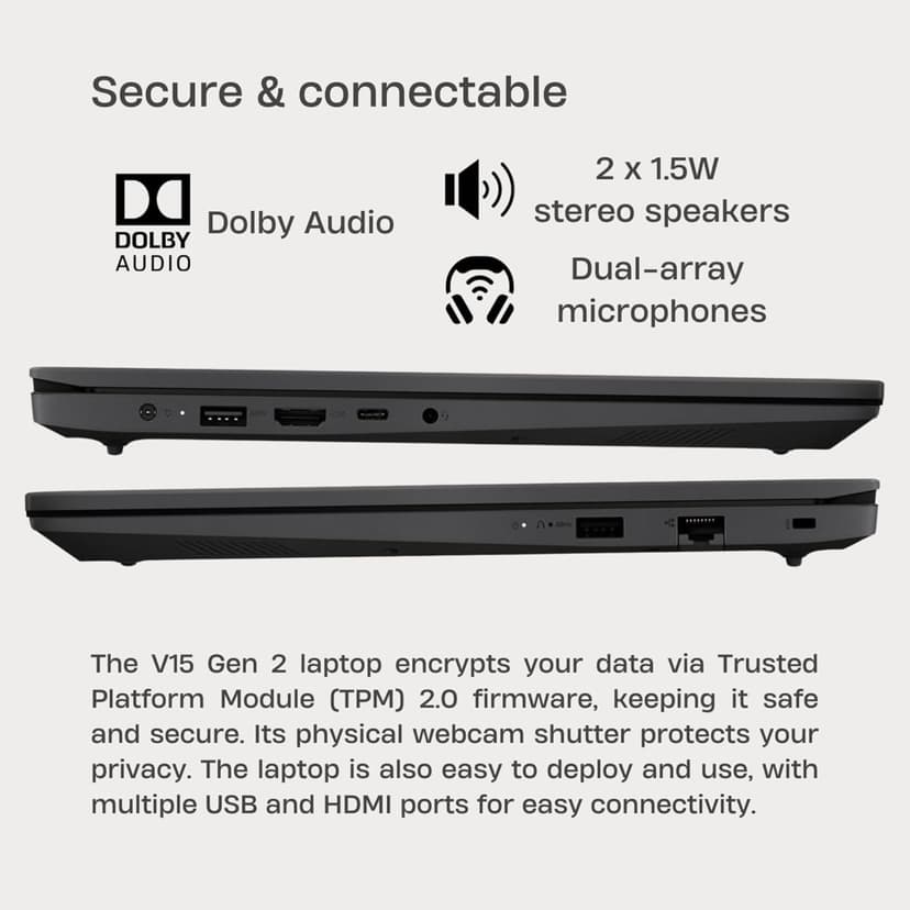 Lenovo V15 Series Laptop • 16GB RAM • 1TB Storage (512GB SSD + 512GB External) • 15.6 FHD Display w/Low-Blue Light • Intel Processor • HDMI • Ethernet Port • Windows 11 Pro • w/WOWPC Bundle