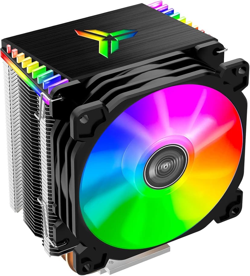 JONSBO CR1400 RGB CPU Air Cooler, 92mm PWM CPU Cooler with 4 Heat Pipes, Removable Computer PC Fans Easy to Install, Quiet Rainbow RGB Cooling Fan for Intel LGA 1851/1700/1200/1151, AMD AM4 AM5, Black