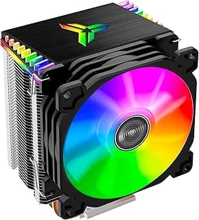 JONSBO CR1400 RGB CPU Air Cooler, 92mm PWM CPU Cooler with 4 Heat Pipes, Removable Computer PC Fans Easy to Install, Quiet Rainbow RGB Cooling Fan for Intel LGA 1851/1700/1200/1151, AMD AM4 AM5, Black