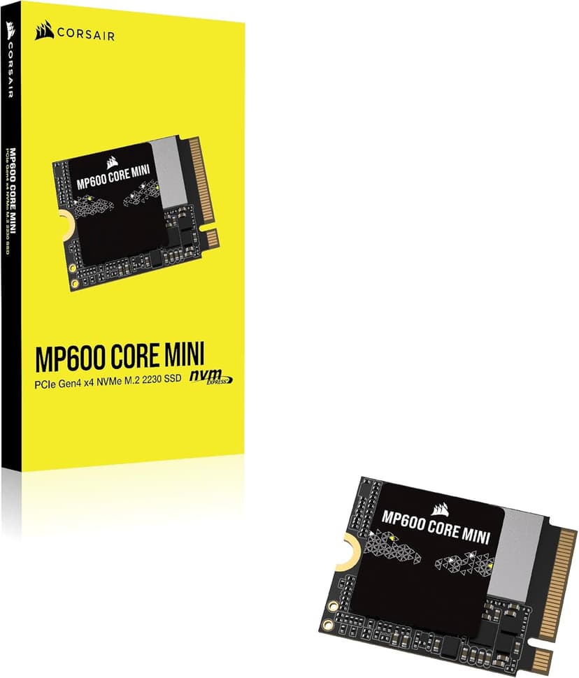 Corsair MP600 CORE MINI 2TB M.2 NVMe PCIe x4 Gen4 2 SSD – M.2 2230 – Up to 5,000MB/sec Sequential Read – High-Density QLC NAND – Great for Steam Deck, ASUS ROG Ally, Microsoft Surface Pro – Black