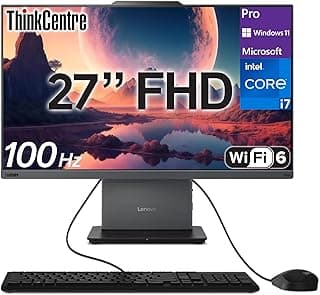 Lenovo ThinkCentre Neo 50a Gen 5 Business All-in-One PC, 27" FHD, Intel Core i7-13620H (Beats Intel i9-12900), 32GB DDR5, 1TB NVMe, Wi-Fi 6 + BT, RJ-45, Webcam, Wired KB & Mouse, Win 11 Pro - Black