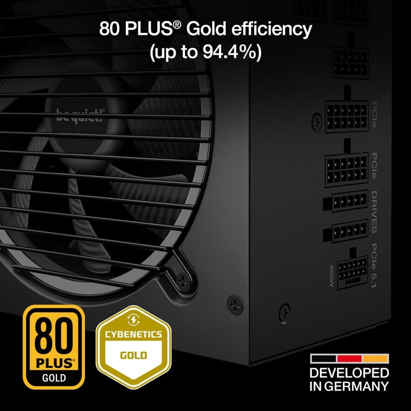 be quiet! Pure Power 13 M 850W Power Supply, 80 Plus® Gold Certification, ATX 3.1 PSU, Support for PCIe 5.1 GPUs, semi-Passive 120mm be quiet! Fan, LLC Technology, Single Rail, for Overclocked GPUs