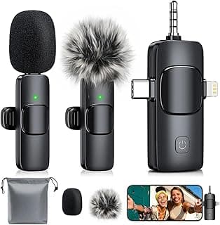 3-in-1 Mini Microphone for iPhone: Wireless Lavalier Microphones for iOS/Android/Camera - Noise Reduction Lapel Mic for​​Live Stream - HiDefSound for Video Mavericks