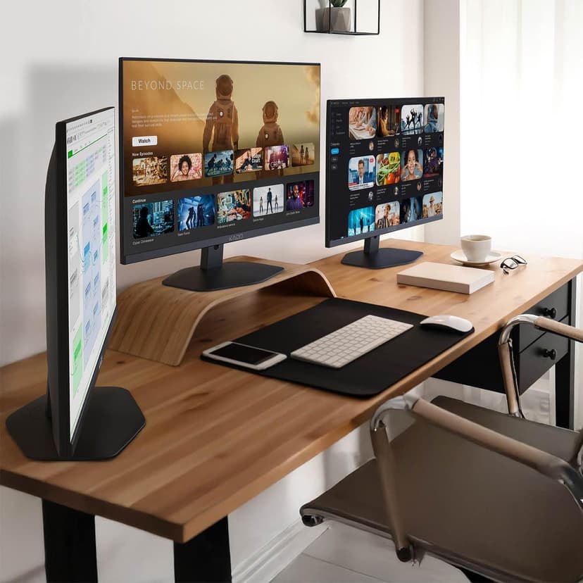 Kado Triple Monitor Setup - 3-Pack 27" 1920x1080 Computer Monitor 75Hz VESA Mount HDMI Office Gaming Hybrid Built-in Speakers (E27 Trio Series)