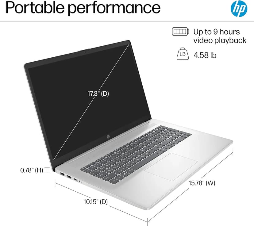 HP 17.3" FHD Business & Student Laptop Computer, 64GB RAM 2.5TB Storage (2TB SSD+512GB Docking Station Set), 6-Cores AMD Ryzen 5, Windows 11 Pro, PLUSERA Earphones, Silver
