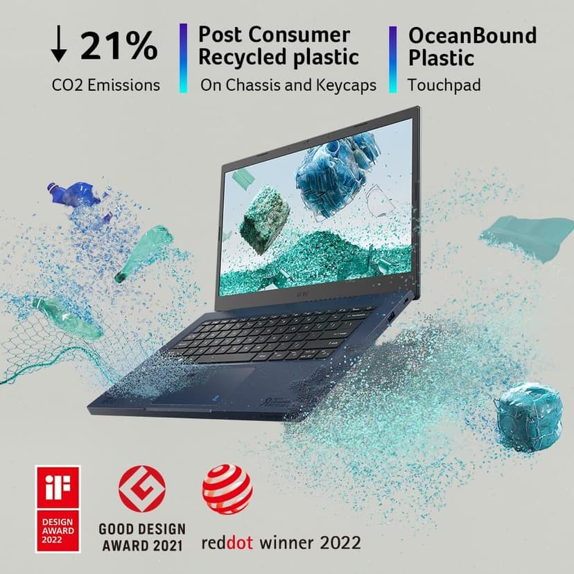 Acer Aspire Vero AV14-52P-55N4 Intel Evo Green PC | 14" FHD IPS 100% sRGB Display | Intel Core i5-1335U | Intel Iris Xe Graphics | 8GB LPDDR4X | 512GB Gen 4 SSD | Killer Wi-Fi 6E | PCR Materials