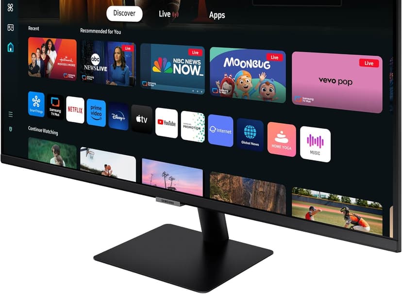 SAMSUNG 32-Inch M7 (M70D) Series 4K UHD Smart Monitor with Streaming TV, Speakers, HDR10, USB-C, Multiple Ports, Gaming Hub, SolarCell Remote, Vision Accessibility Tools, LS32DM702UNXGO, 2024, Black
