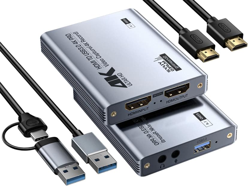 Video Capture Card, Audio Video Capture Card, USB 3.0 Capture Card 4K HDMI Loop-Out, 1080P 60FPS/2K 30FPS Videogame Capture for Streaming, Works forPS5/Switch/Camera/PC