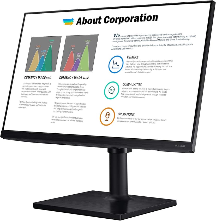 SAMSUNG FT45 Series 27-Inch FHD 1080p Computer Monitor, 75Hz, IPS Panel, HDMI, USB Hub, Height Adjustable Stand, 3 Yr WRNTY (LF27T450FQNXGO),Black