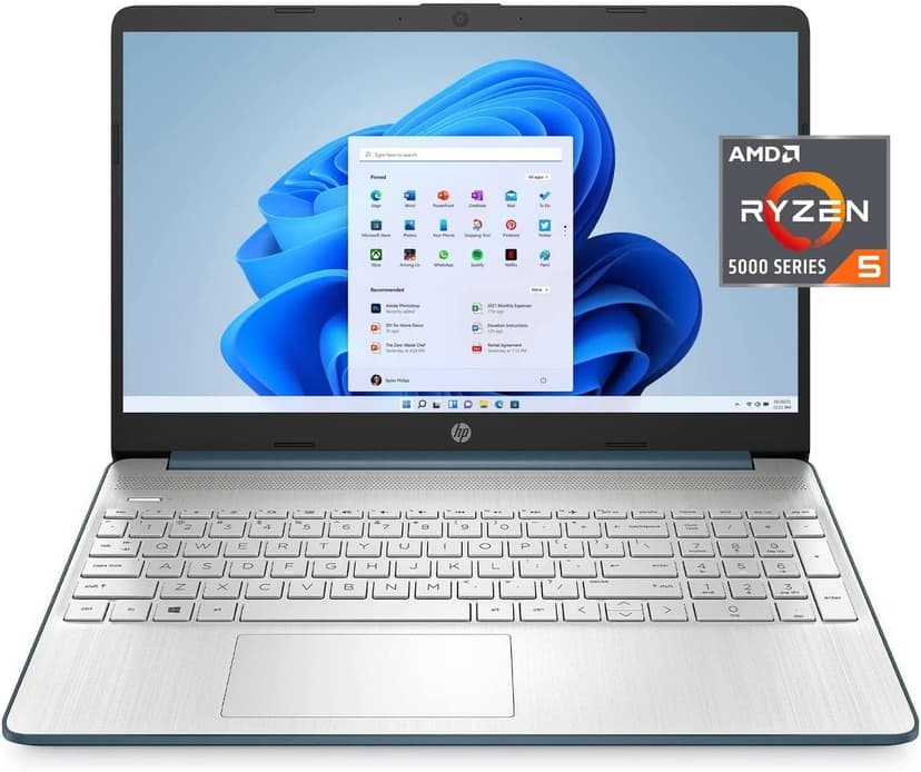 HP 15 Business Laptop Computer, AMD Ryzen 5 5500U, 15.6" FHD Display, Windows 11 Pro, 16GB RAM, 512GB SSD, SD Card Reader, Fast Charge, AC Smart pin, 32GB Durlyfish USB Card