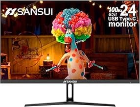 SANSUI Monitor 24 inch 100Hz USB Type-C Computer Monitor丨FHD 1080P PC Monitor丨HDMI丨FreeSync丨HDR丨Earphone Jack丨 Ergonomic Tilt for Home and Office