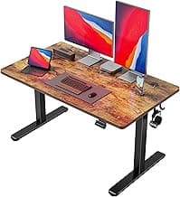 Cubiker Adjustable Desk, 48 x 24 Inch Home Office Desk, Standing Desk with Splice Board, Rustic Brown Desktop