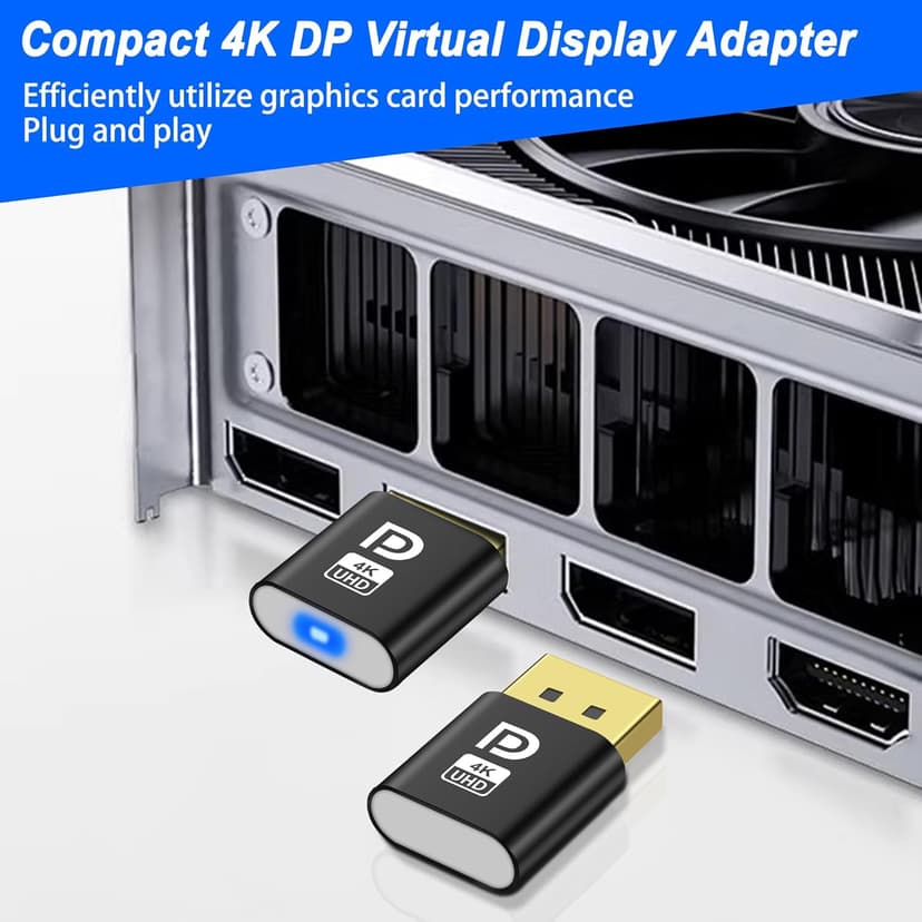 MEIRIYFA Display Port Headless Ghost Display Emulator, 4K Displayport Dummy Plug EDID Emulator Virtual Display Adapter for Crypto Mining, Remote Servers, Virtual Desktops (2Pcs)