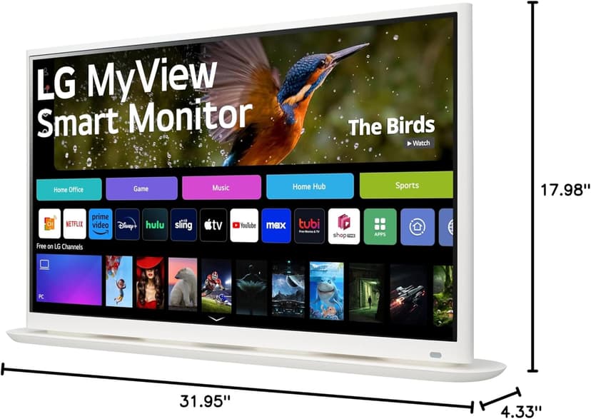LG 32SR70U-W 32-Inch 4K UHD Smart Monitor with IPS Display webOS 23 USB Type-C Speakers x2 HDR 10 AirPlay 2 Screen Share Bluetooth Remote - White
