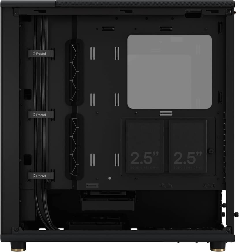 Fractal Design North Charcoal Black Tempered Glass Dark - Genuine Walnut Wood Front - Glass Side Panel - Two 140mm Aspect PWM Fans Included - Type C USB - ATX Airflow Mid Tower PC Gaming Case