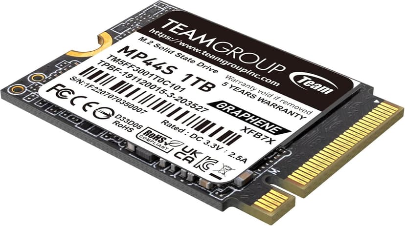 TEAMGROUP MP44S SSD 1TB SLC Cache Gen 4x4 M.2 2230 PCIe 4.0 NVMe Steam Deck ASUS ROG Ally Mini PCs R/W Speed up to 5000/3500 MB/s TM5FF3001T0C101