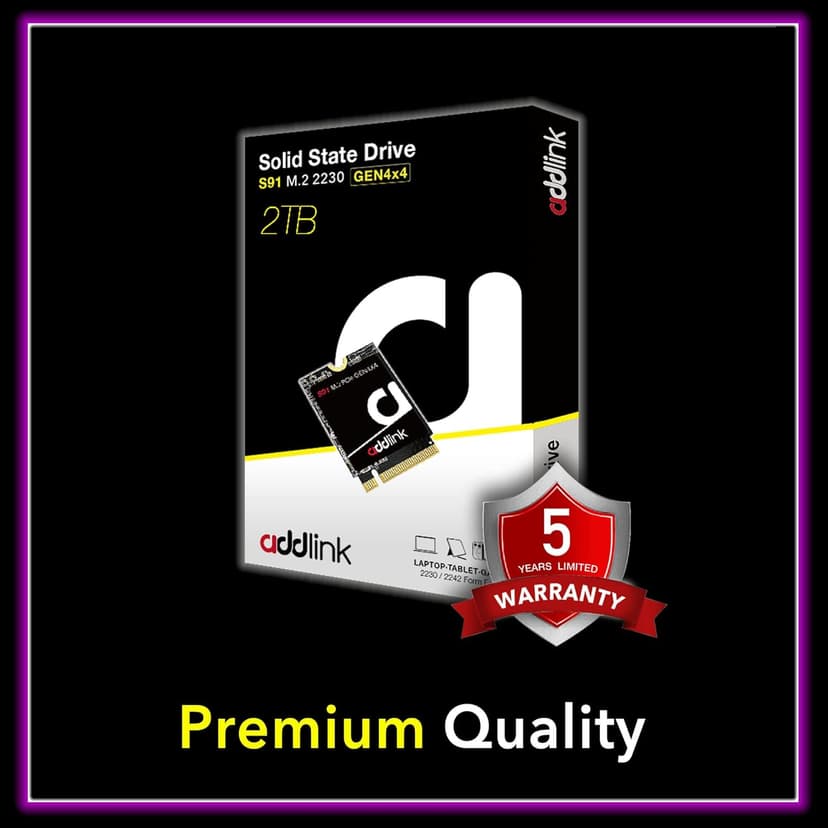 Addlink New S91 2TB 2230 NVMe High Performance PCIe Gen4x4 2230 3D NAND SSD - Read Speed up to 5000 MB/s Compatible with Steam Deck, ROG Ally, Laptop, Internal Solid State Drive - (ad2TBS91M2P)