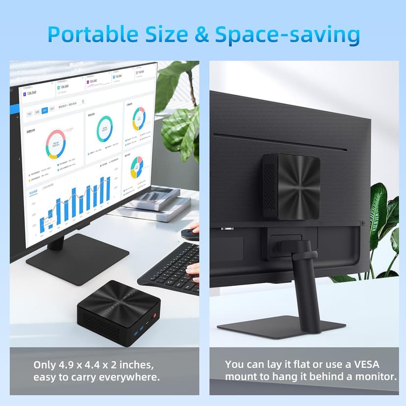 Mini PC, Intel 12th Alder Lake N100 (up to 3.4GHz), 16GB DDR4 RAM 512GB M.2 SSD Dual LAN, Mini Desktop Computers Windows 11, 4K Triple Display, Type-C, WiFi 6, BT 5.2, Micro PC for Home Office